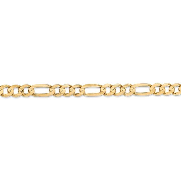 Men's 6mm 10K Yellow Gold Solid Concave Figaro Chain Bracelet, 8 Inch